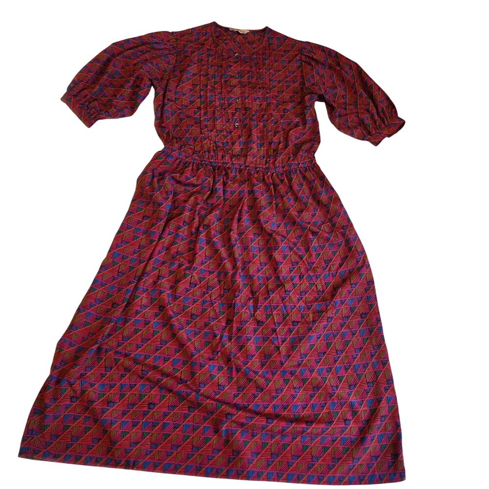 Jack Mulqueen Silksational Dress Vintage Geometric‎ Abstract Medium
